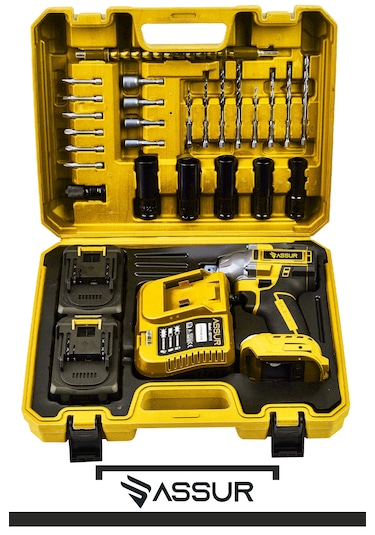 Assur ASR257 21V Çift Akü 350NM Somun Sıkma Sökme Sarı