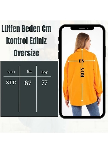 Bürümcük Kumas Oversize Gömlek Turuncu