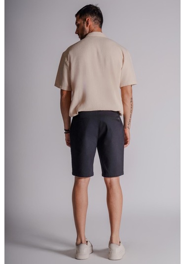 Braccas Erkek Yandan Cepli Klasik Bel Relaxed Fit Chino Şort Siyah Siyah