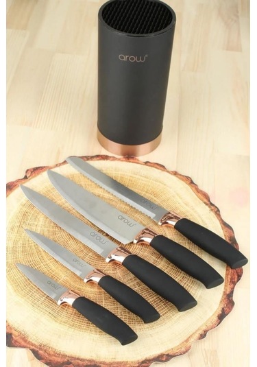 Arow Standlı Lüx Bıçak Seti Siyah Tr-2656 Siyah