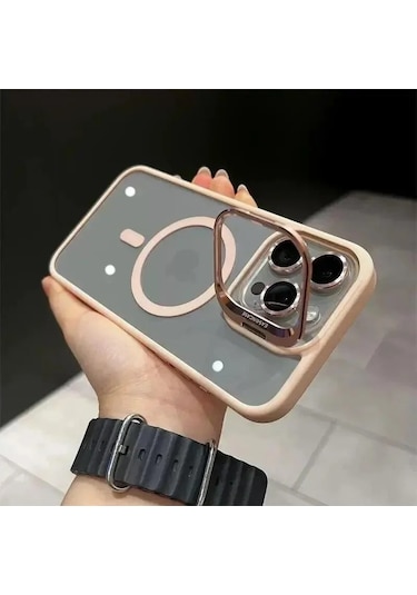 İphone 16 Pro Max Uyumlu Kılıf Klon Stantlı + Lens Korumalı Magsafe Telefon Kılıfı Çok Renkli