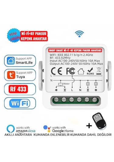 Tuya Destekli Akıllı Wifi +Rf Panjur Kepek Anahtarı
