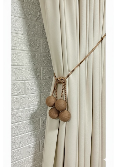 Modern Sarım 4 Toplu Braçol Kornişe Takmatik Ipli Tavan Perde Aksesuarı Vizon