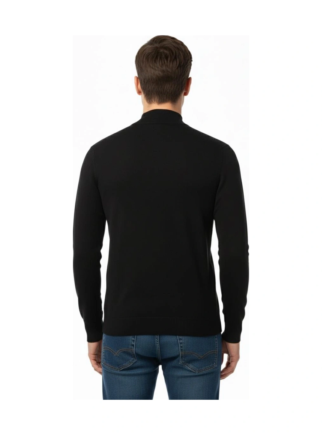 Erkek Yarım Balıkçı Kazak Çelik Örgü Regular Kalıp 4241b Bgl-st04854 Siyah