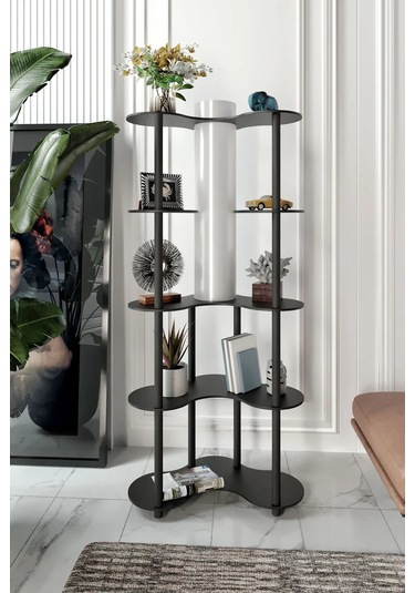 Ravilo Mariposa Dekoratif Raflı Lambader Siyah Siyah