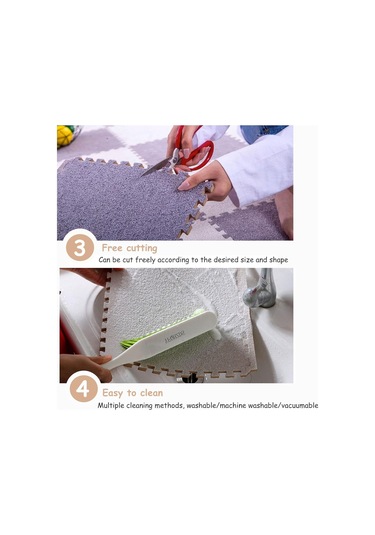 12 Kısa Peluş Köpük Bulmaca Alan Halı, 30 Cm 12x12in , Oyun, Dekor Ve Güvenlik İçin Birbirine Geçen Paspaslar Mavi+beyaz