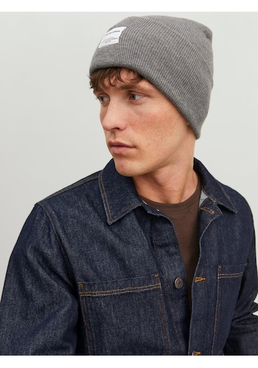 Jack & Jone Jaclong Knit Beanie Noos Erkek Bere-27109 - Gri