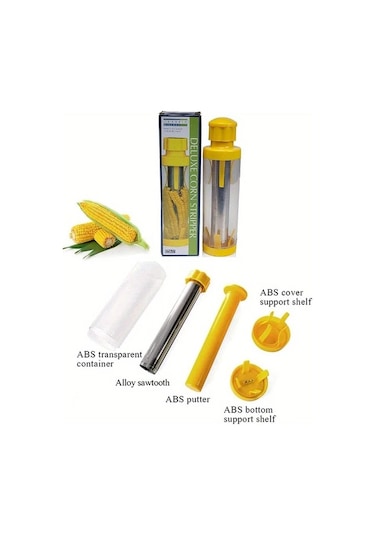 Chuangyinshop Manual Paslanmaz Çelik Mısır Ayırıcı 10.23 Inç Ergonomik Yellow Plastik Sap Sarı