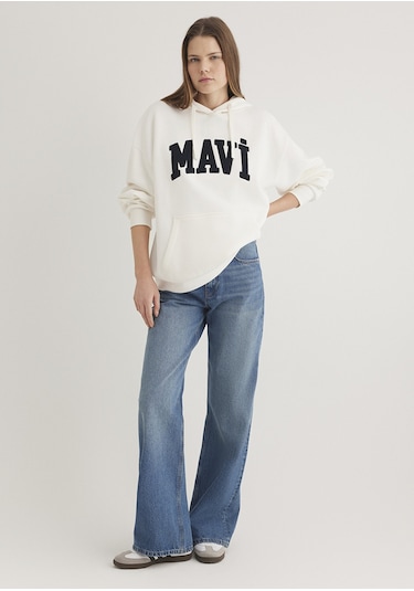 Mavi Logo Sweatshırt Hindistan Cevizi