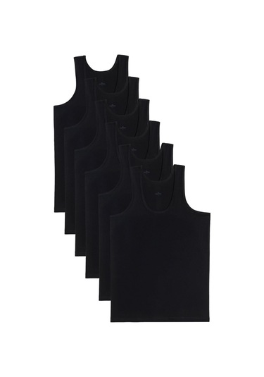 6 Adet Compact Penye Siyah Erkek Atlet %100 Pamuk Standart Fit Normal Kesim 6'lı Paket-33112 Siyah