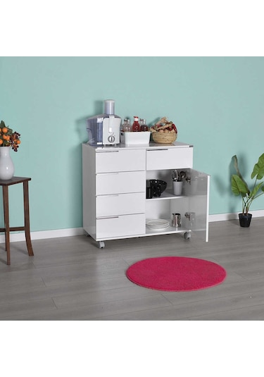 Diamond 5 Çekmeceli Tek Kapaklı Dolap - Lake Beyaz