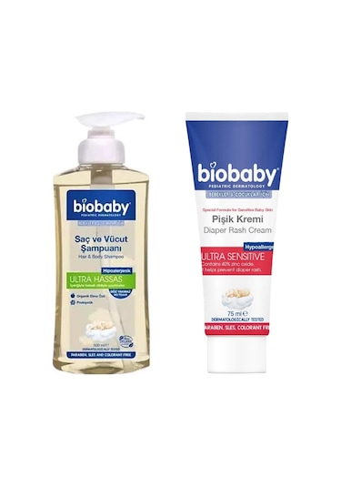 Biobaby Pişik Bakım Kremi 75ml + Bebek Şampuanı 500ml