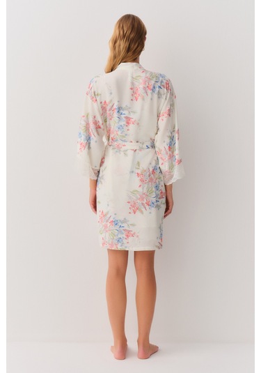 Suwen Flower Sabahlık Sh26106615338 Ekru Desenli