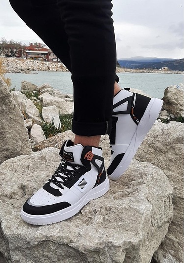 Dunlop 2238 Beyaz-Siyah, Fuspetli Ortapedik Boğazlı Basket Spor Ayakkabı AYKSAYAK-000491