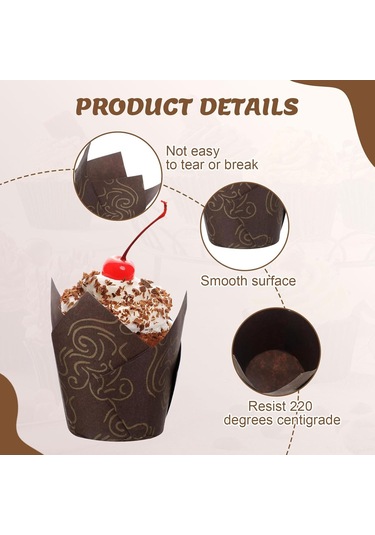 Vkemall 300 Adet Renkli Lale Desenli Cupcake Kasesi - Pasta, Muffin Pişirme Kağıdı - Parti, Düğün, Doğum Günü İçin Çok Renkli