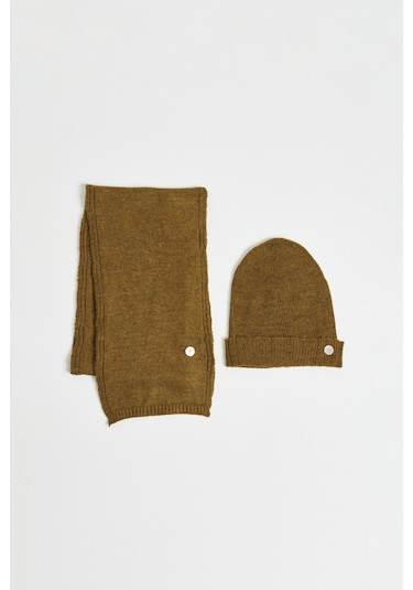 Ac&Co / Altınyıldız Classics Erkek Hakı Atkı-Bere Set Haki