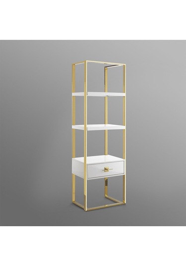 Rihanna Gold Metal Beyaz Kitaplık & Raf