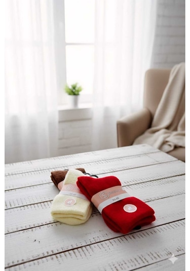 Angora Yün Çorap 3 Adet Set 4