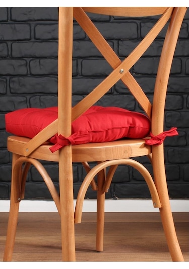 Altınpamuk Altınpamuk 4'Lü Lüx Pofidik Kırmızı Sandalye Minderi Özel Dikişli