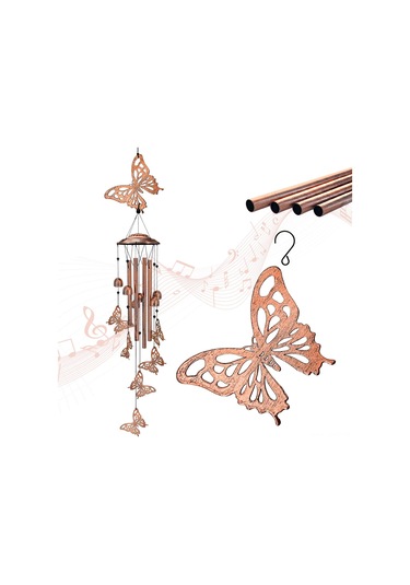 Geeroyoo El Yapımı Kelebekli Rüzgar Çanı - Dışarı/içeri Dekorasyon, Bahçe/ Balkon Aksesuarı, Doğa Melodisiyle Unutulmaz Hediye
