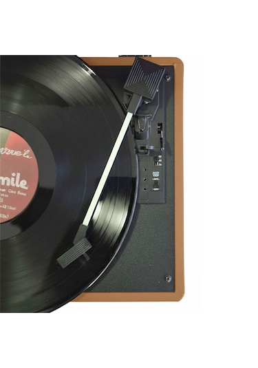 Record Master Rm-311 Pikap - Tüm Plaklar İle Uyumlu- Power Banklere Bağlanarak Kullanılabilme Kahverengi