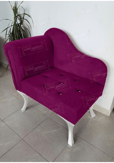 Yeni Model Ters Kol Tekli Köşe Koltuğu Josefin Bench Beyaz Ayak Mor