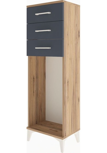 Arges Dolap 3 Çekmeceli 44x30x134 Çam-antrasit Çam