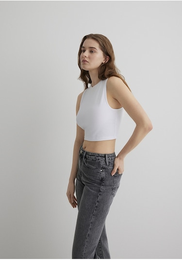 Mavi - Beyaz Crop Top 1610786-620 Beyaz