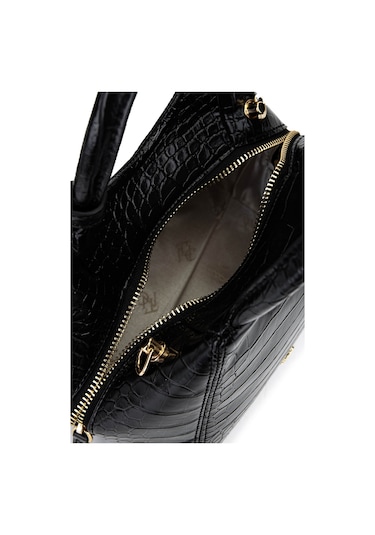 Tamer Tanca Kadın Suni Deri Siyah Kroko Kol Çantası 1003 2031 Bn Cnt Sk25-26 Sıyah Kroko Siyah