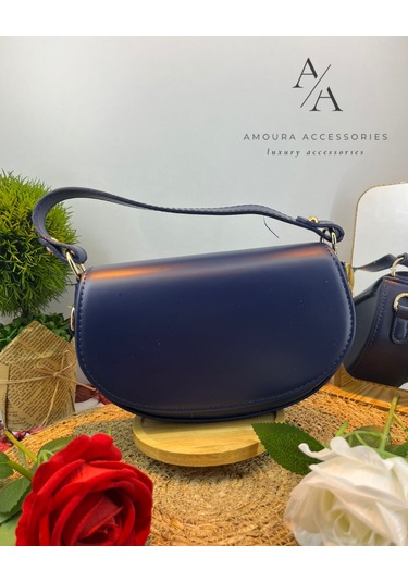 Modern Klasik Eyer Saddle Çanta Serisi Lacivert