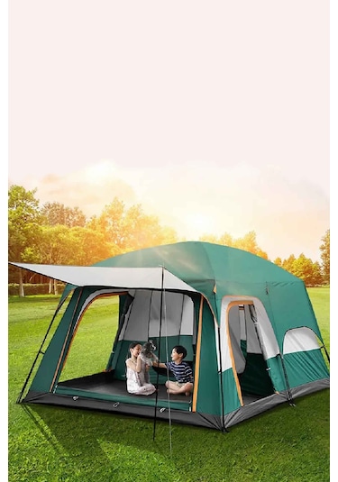 Efsane Kamp - Aile Boyu Büyük Kamp Çadırı 1 Oda + 1 Salon - 10 Kişilik Siyah