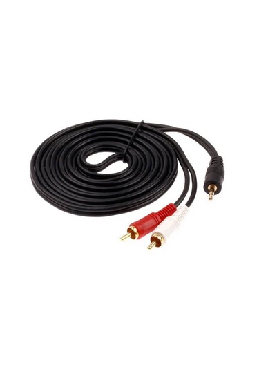 3 Metre - 3.5mm Stereo Aux Erkek To 2 Rca Ses Hoparlör Kablosu