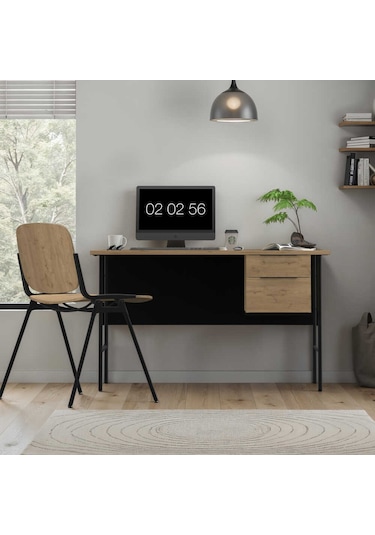 Focus Çalışma Masası Florida Meşe - Siyah 130x75x60 Cm Meşe