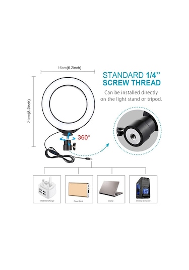 Puluz 1.1 M Çift Telefon Tutucu 6.2 CM Led Işık Youtuber Stand