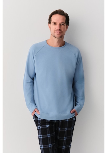 Suwen Mike Erkek Pijama Takımı Sh263086601352 Lacivert Ekose