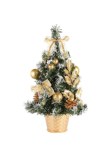 Kangvka 30 Cm Altın Mini Noel Ağacı - Pvc Masaüstü Dekorasyonu Ev İçi Noel Dekoru