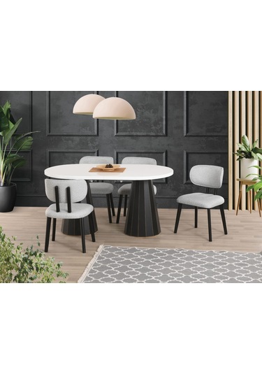 Uyar Beyaz 4 Adet Rüya Sandalye 90 160+30 Pota Açılabilir Masa Ta