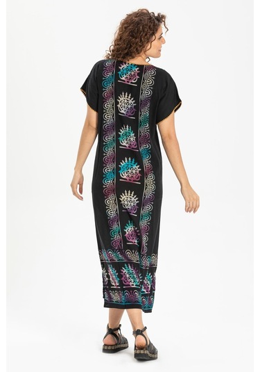 Kısa Kol Pamuk Hitit Uzun Elbise Eti Renkli Eti Renkli-eti Renkli Siyah