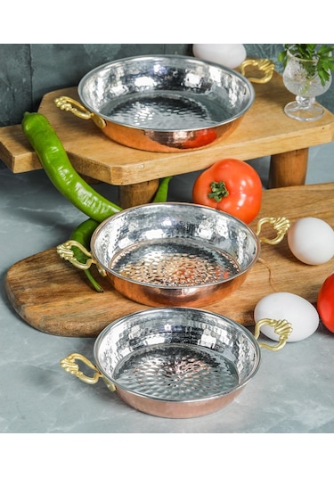 Cooker Bakır Sahan 3lü Set 14cm 16cm 18cm