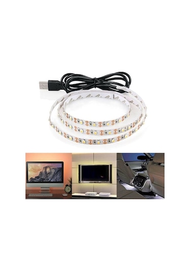 Novahub Sıcak Beyaz Moda Itat Usb 3528 Smd Led 0.5/1/2/3/4/5m Dc 5v Şerit Dolap Tv Arka Planı 0.5m Sıcak Beyaz