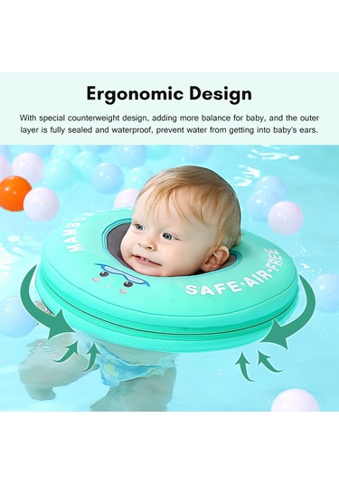 Yifomall Mambobaby B502 Şişirme Gerektirmeyen Bebek Yüzme Boyun Halkası, 6-12 Ay İçin, Güvenli Ve Ayarlanabilir, Pembe Renk