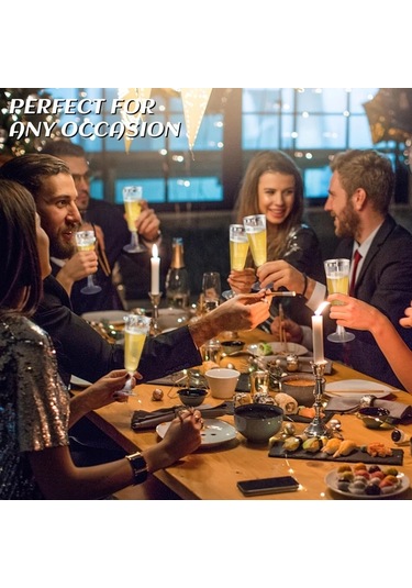 Willowhaven 50 Adet Altın Pullu Plastik Şampanya Bardakları Toplu Kokteyl Parti Bardakları