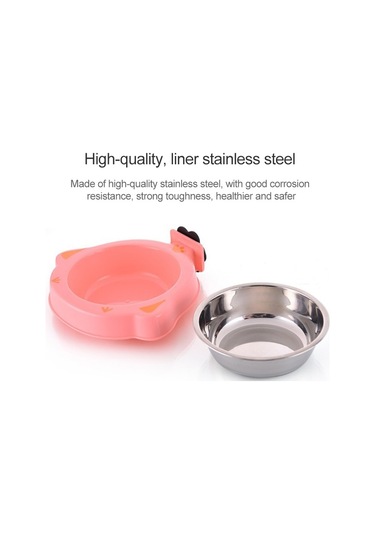 Cbtx Evcil Hayvan Mama Kasesi Köpek Kafesi Asılı Paslanmaz Çelik Sabit Kase Pembe