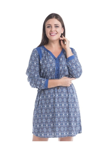 Önü Kuşgözlü Uzun Kollu Elbise (536942099)