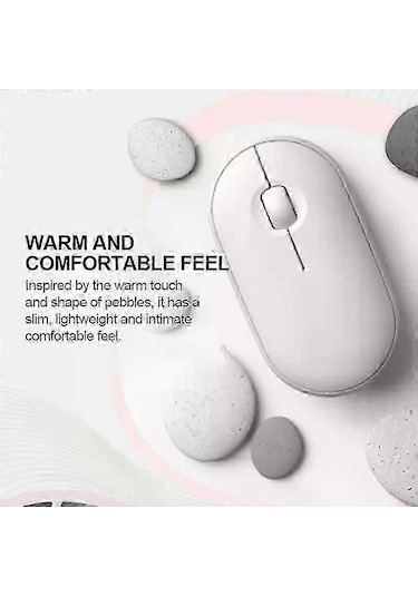 Pebble Mute M350 Bluetooth Çift Modlu Kablosuz Fare 2,4 Ghz Bağlantılı Ofis İçin Çeşitli Stillerde Beyaz