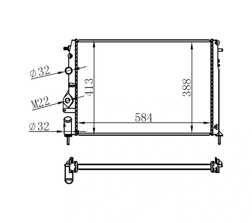 Radyatör Brazing Megane 1-scenıc 1.4-1.6-1.8-2.0 165 Ac Mek 584x388x22 7700425842 7702258285 8200050512
