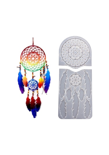 Qingmipy Büyük Rüya Yakalayıcı Silikon Kalıpları Dıy Seti Ev Dekorasyonu Pencere Ve Duvar Asılı Süsü Çok Renkli