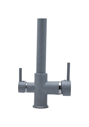 Kustar Gri Granit 3 Yollu Arıtma Çıkışlı Mutfak Eviye Bataryası