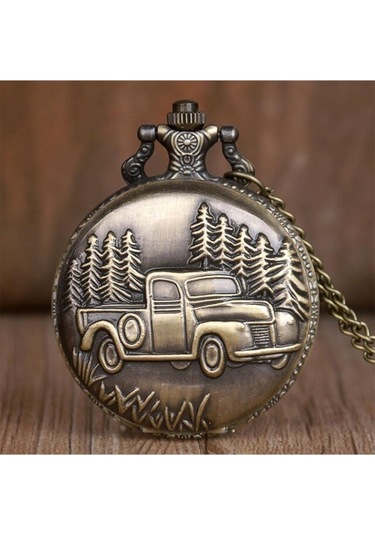 Kişiye Özel Kamyonet Kabartmalı 47 MM Köstekli Kolye Saat