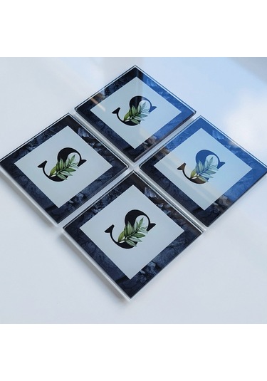 Decorita Cam Bardak Altlığı S Harfli Tasarım 4'lü Takım 10 x 10 CM Çok Renkli